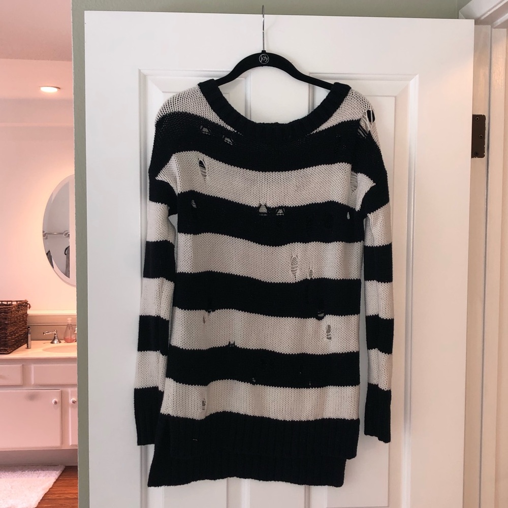 Express Ripped Striped Sweater